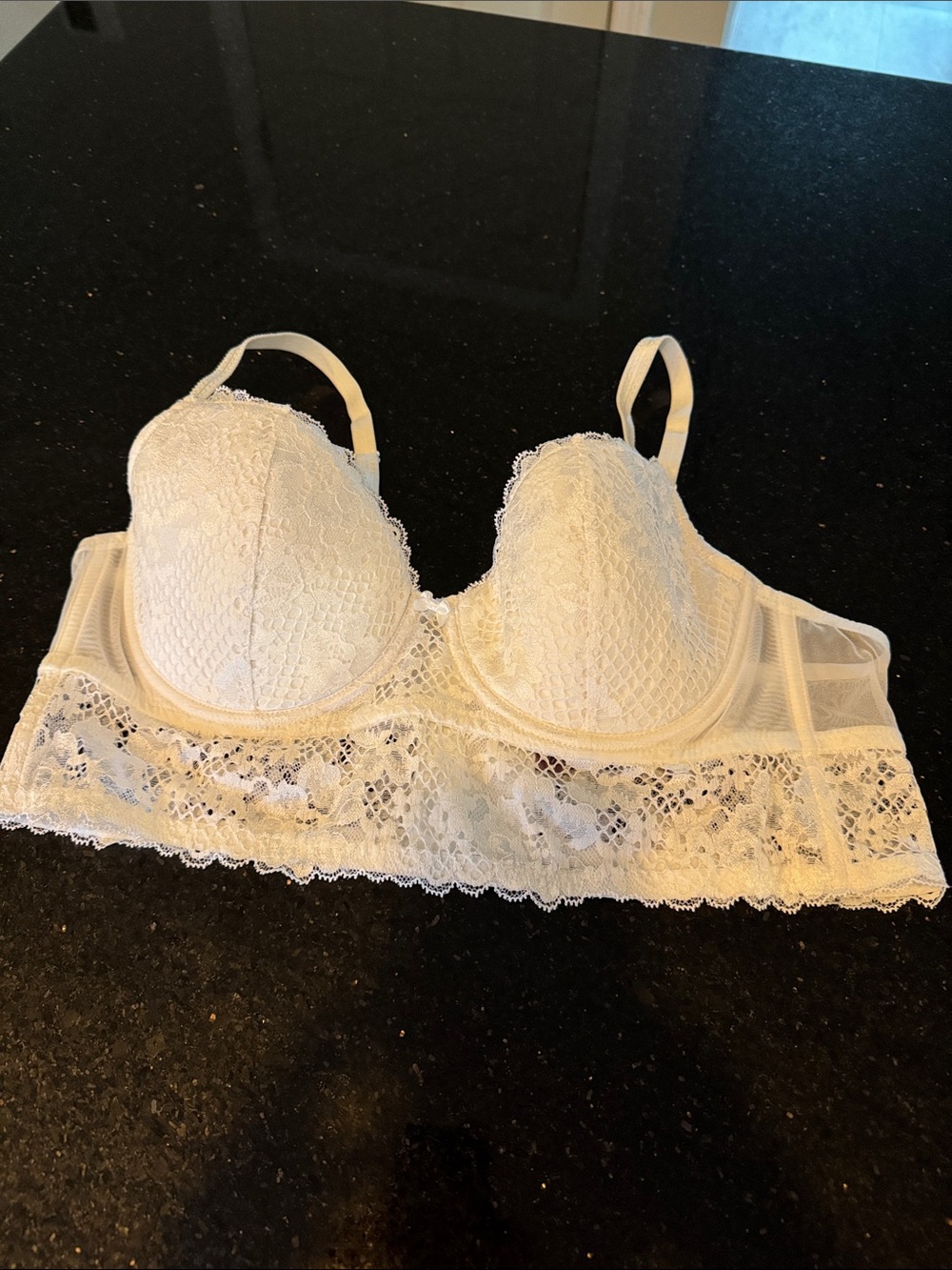Adore Me White Lace Longline Bralette